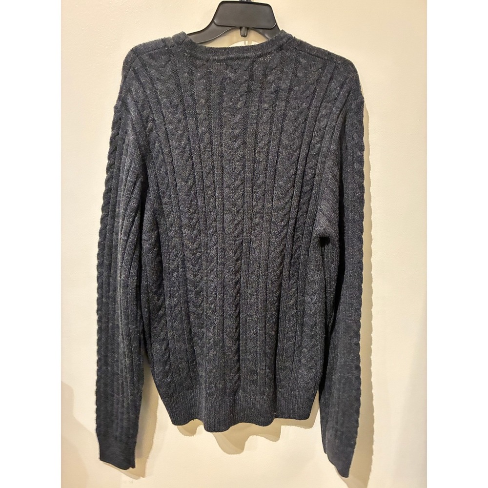 NWT Sperry Mens Premium Cable Knit Wool Blend Sweater Charcoal Heather Grey M - Picture 2 of 7